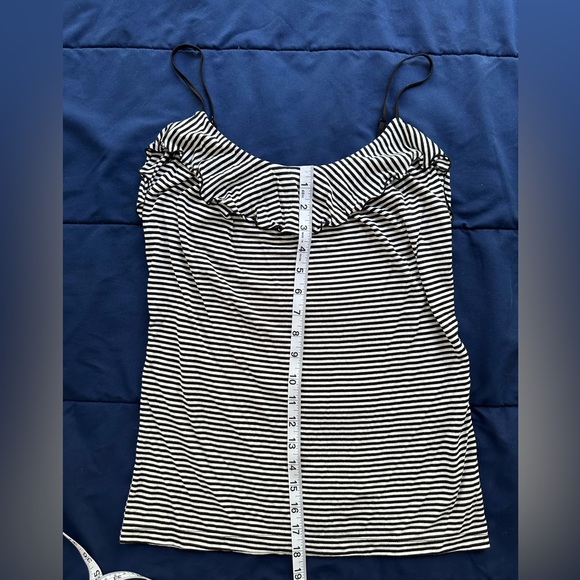 LOFT black and white striped tank with ruffles - Picture 3 of 4